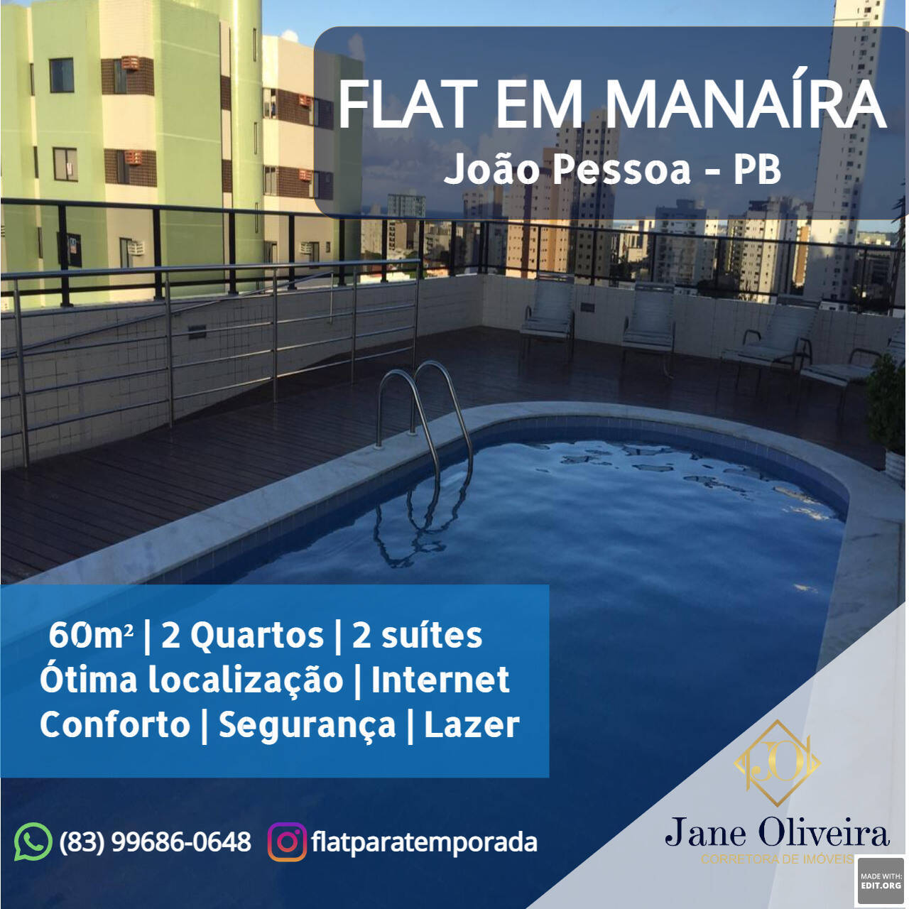 #JOTBF401 - Apartamento para Temporada em João Pessoa - PB